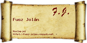 Fusz Jolán névjegykártya