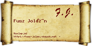 Fusz Jolán névjegykártya