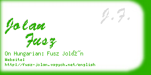 jolan fusz business card